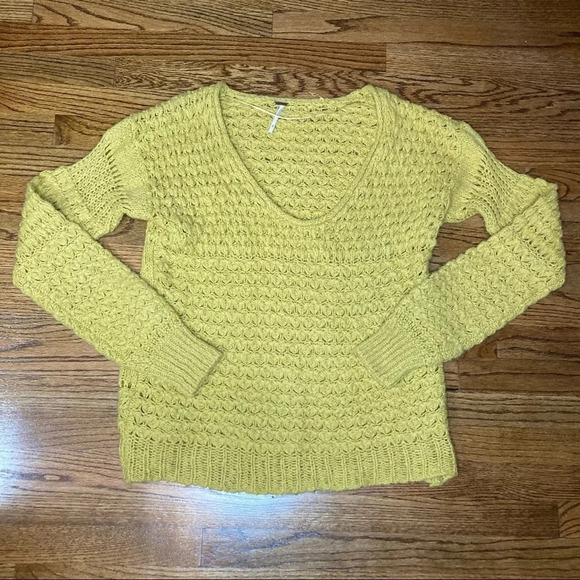 Free People Mustard V-Neck Knit Sweater - Picture 7 of 7